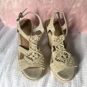 High heeled wedge Espadrilles, Size 7.5
